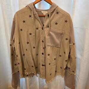 Heyson Distressed Boho Woman's Oversized Button Up Shacket NWT Size Large